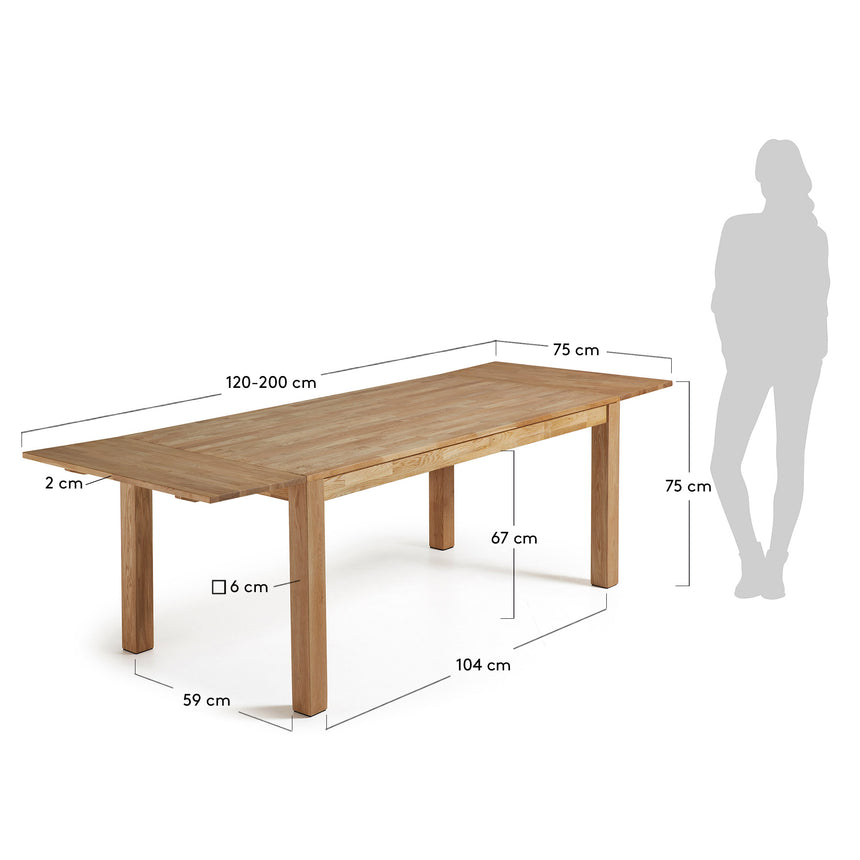 Isbel ausziehbarer Tisch 120 (200) x 75 cm aus massivem Eichenholz - ZEN ZONE Furniture