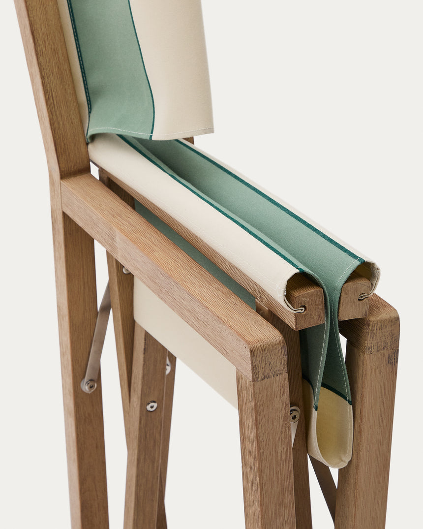 Grün-beige gestreifter Outdoor-Klappstuhl Vilara aus massivem Akazienholz, FSC™ 100% - ZEN ZONE Furniture