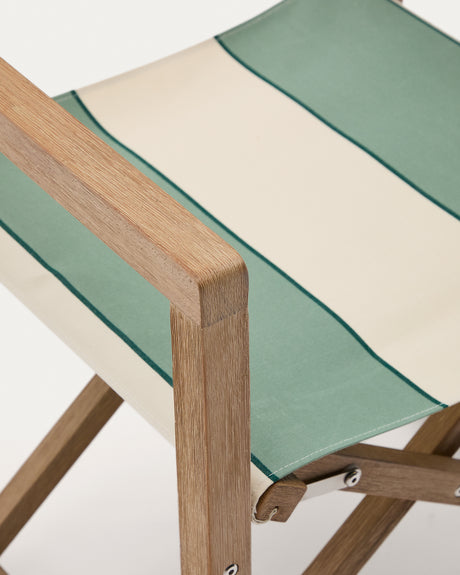 Grün-beige gestreifter Outdoor-Klappstuhl Vilara aus massivem Akazienholz, FSC™ 100% - ZEN ZONE Furniture