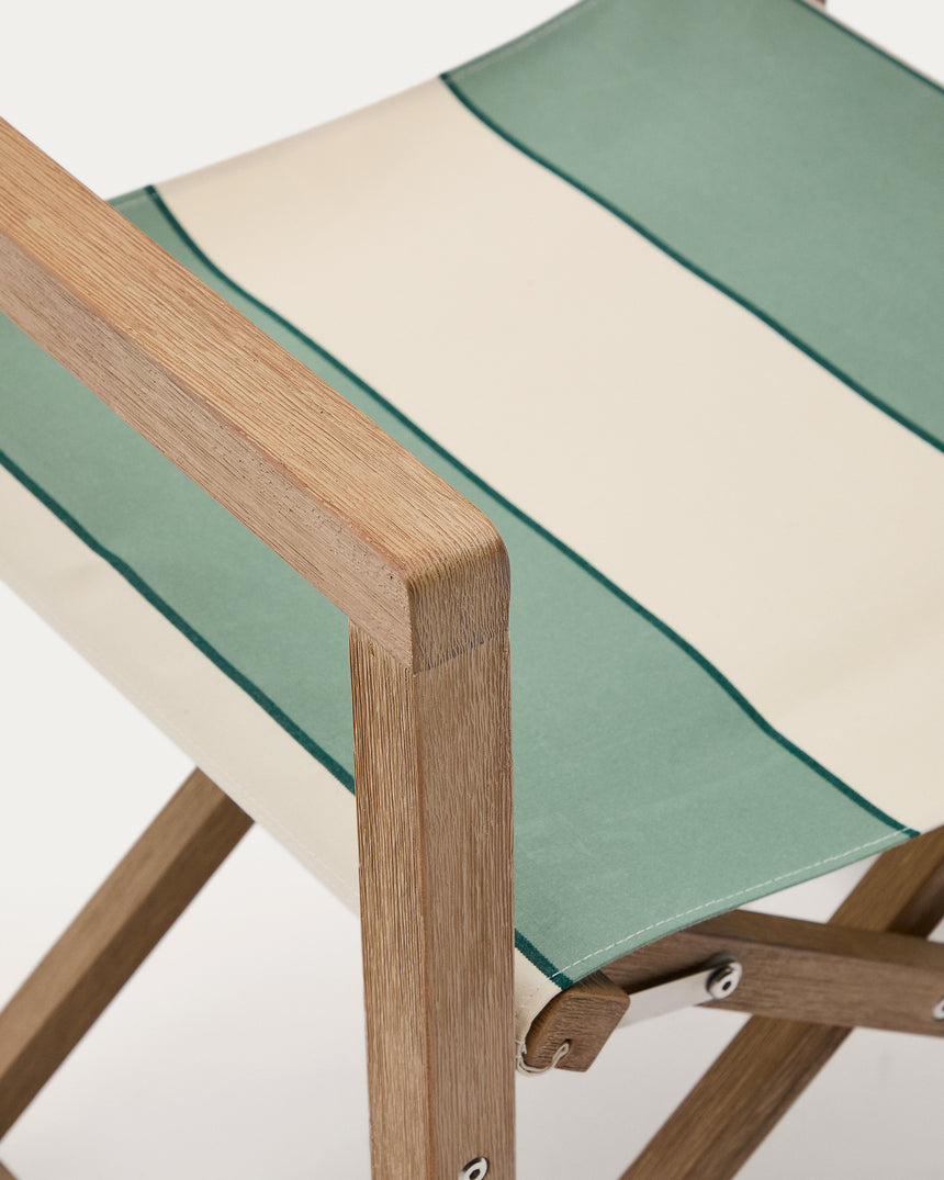 Grün-beige gestreifter Outdoor-Klappstuhl Vilara aus massivem Akazienholz, FSC™ 100% - ZEN ZONE Furniture