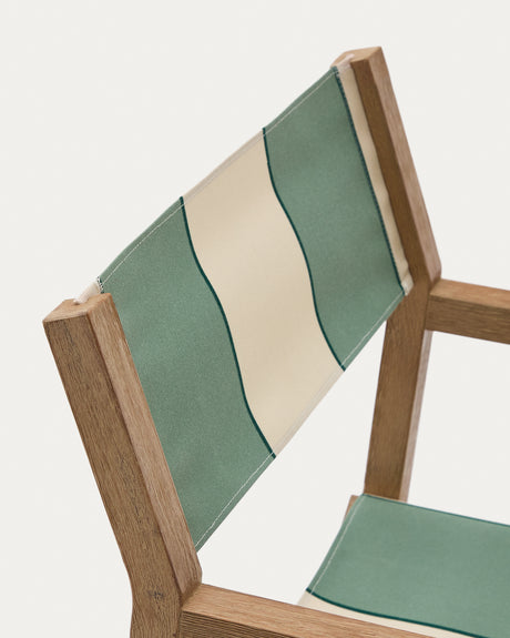 Grün-beige gestreifter Outdoor-Klappstuhl Vilara aus massivem Akazienholz, FSC™ 100% - ZEN ZONE Furniture