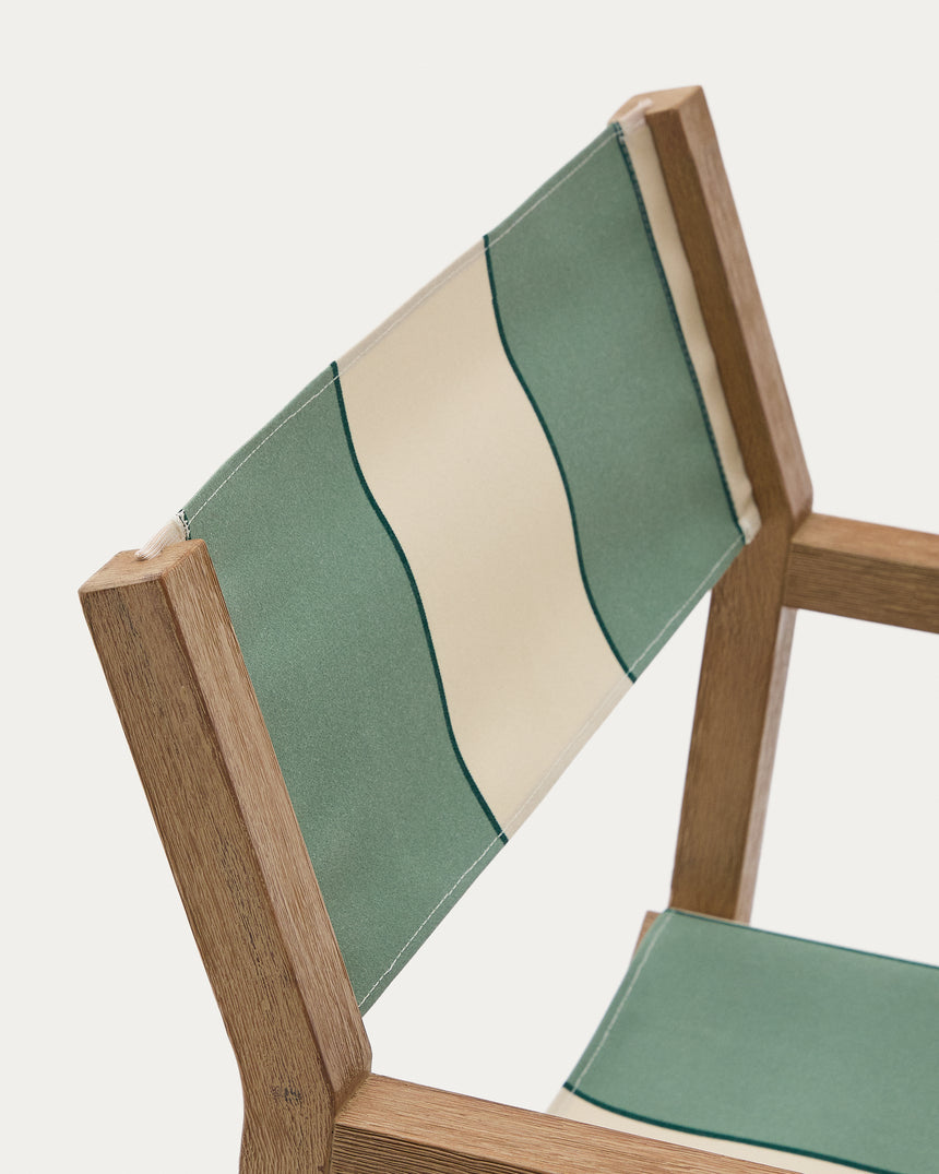 Grün-beige gestreifter Outdoor-Klappstuhl Vilara aus massivem Akazienholz, FSC™ 100% - ZEN ZONE Furniture