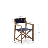 Blau-beige gestreifter Outdoor-Klappstuhl Vilara aus massivem Akazienholz, FSC™ 100% - ZEN ZONE Furniture