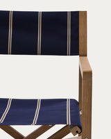 Blau-beige gestreifter Outdoor-Klappstuhl Vilara aus massivem Akazienholz, FSC™ 100% - ZEN ZONE Furniture