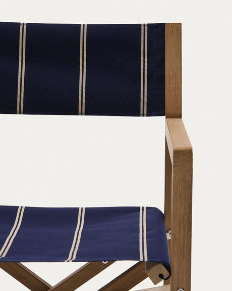Blau-beige gestreifter Outdoor-Klappstuhl Vilara aus massivem Akazienholz, FSC™ 100% - ZEN ZONE Furniture
