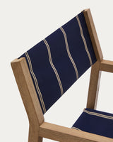 Blau-beige gestreifter Outdoor-Klappstuhl Vilara aus massivem Akazienholz, FSC™ 100% - ZEN ZONE Furniture