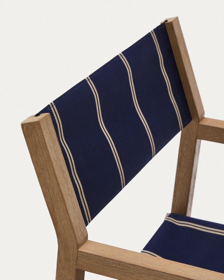 Blau-beige gestreifter Outdoor-Klappstuhl Vilara aus massivem Akazienholz, FSC™ 100% - ZEN ZONE Furniture