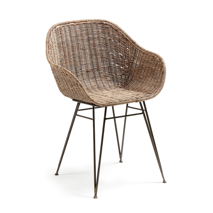 Chart Stuhl aus Rattan und Stahlbeine mit schwarzem Finish - ZEN ZONE Furniture