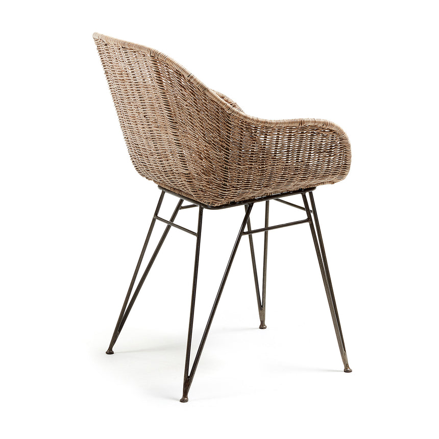 Chart Stuhl aus Rattan und Stahlbeine mit schwarzem Finish - ZEN ZONE Furniture