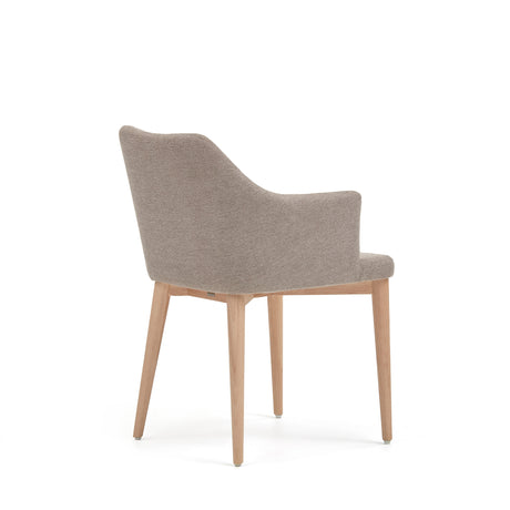 Croft Stuhl aus brauner Chenille mit Beinen aus massiver Esche - ZEN ZONE Furniture