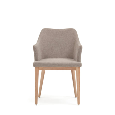 Croft Stuhl aus brauner Chenille mit Beinen aus massiver Esche - ZEN ZONE Furniture