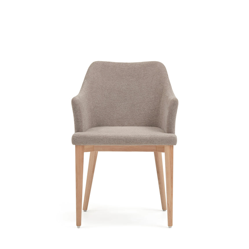 Croft Stuhl aus brauner Chenille mit Beinen aus massiver Esche - ZEN ZONE Furniture
