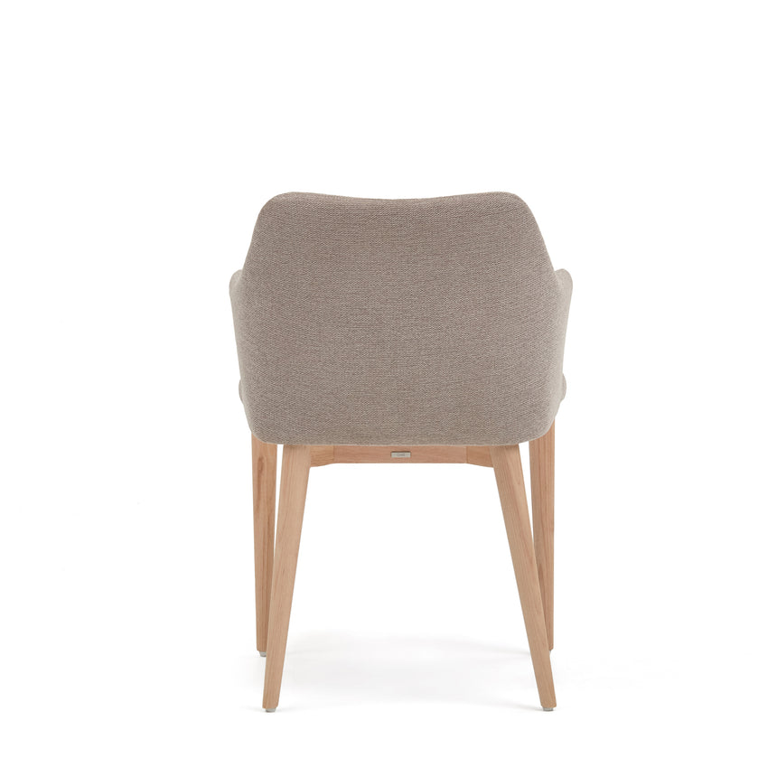 Croft Stuhl aus brauner Chenille mit Beinen aus massiver Esche - ZEN ZONE Furniture