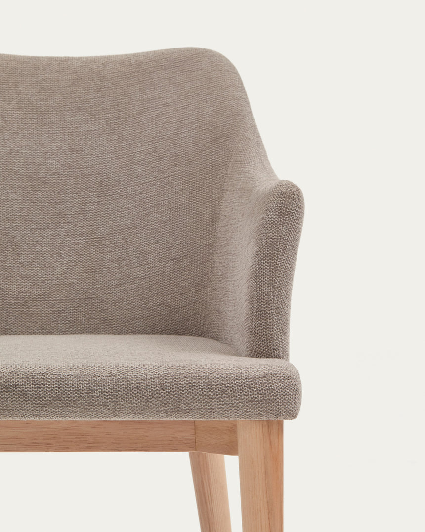 Croft Stuhl aus brauner Chenille mit Beinen aus massiver Esche - ZEN ZONE Furniture