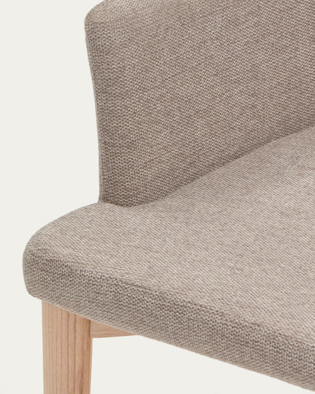 Croft Stuhl aus brauner Chenille mit Beinen aus massiver Esche - ZEN ZONE Furniture