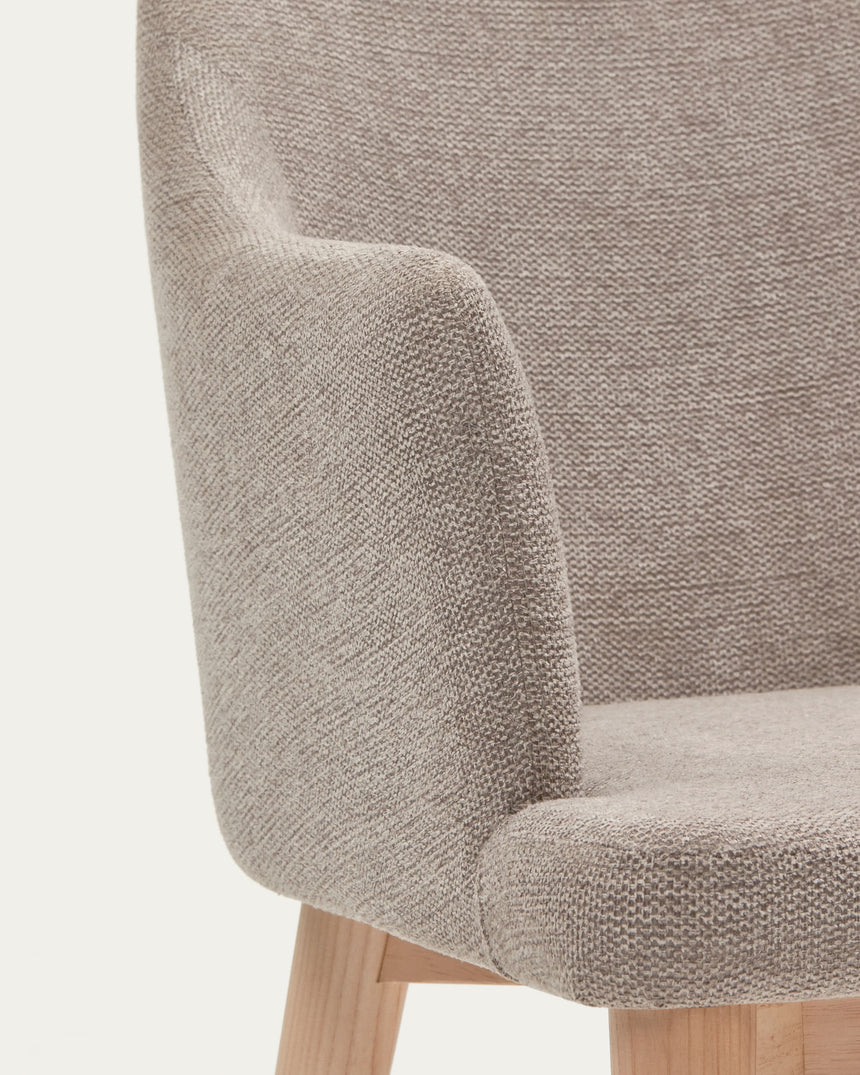 Croft Stuhl aus brauner Chenille mit Beinen aus massiver Esche - ZEN ZONE Furniture