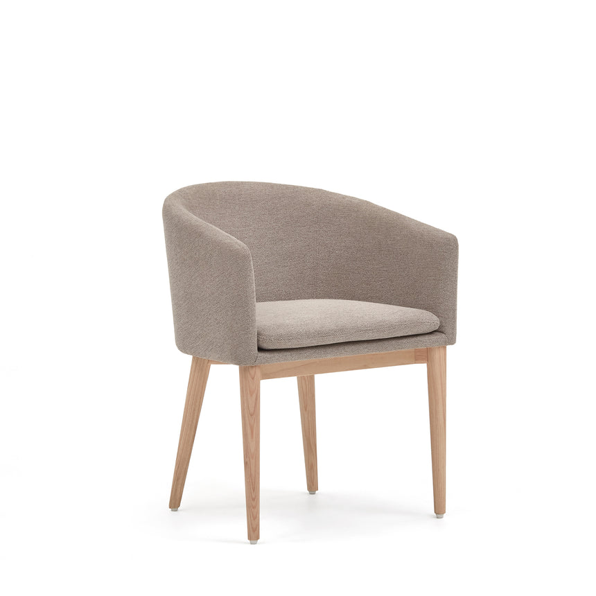 Harlan Stuhl aus brauner Chenille mit Beinen aus massiver Esche - ZEN ZONE Furniture
