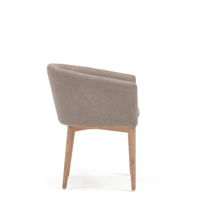 Harlan Stuhl aus brauner Chenille mit Beinen aus massiver Esche - ZEN ZONE Furniture