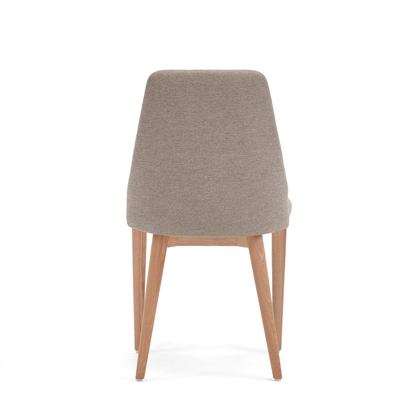 Rosie Stuhl aus brauner Chenille mit Beinen aus massiver Esche mit natürlichem Finish - ZEN ZONE Furniture
