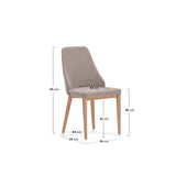 Rosie Stuhl aus brauner Chenille mit Beinen aus massiver Esche mit natürlichem Finish - ZEN ZONE Furniture