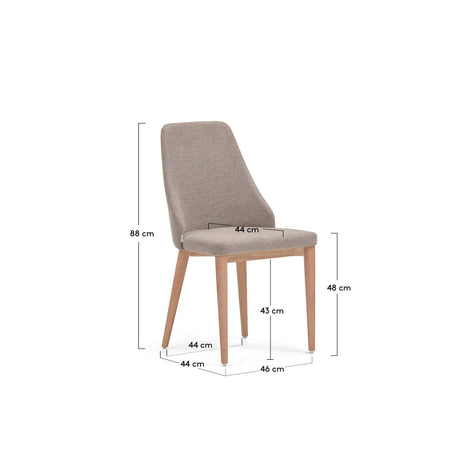 Rosie Stuhl aus brauner Chenille mit Beinen aus massiver Esche mit natürlichem Finish - ZEN ZONE Furniture