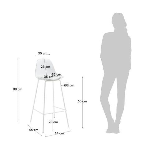 Brighter Barhocker weiß Höhe 65 cm - ZEN ZONE Furniture