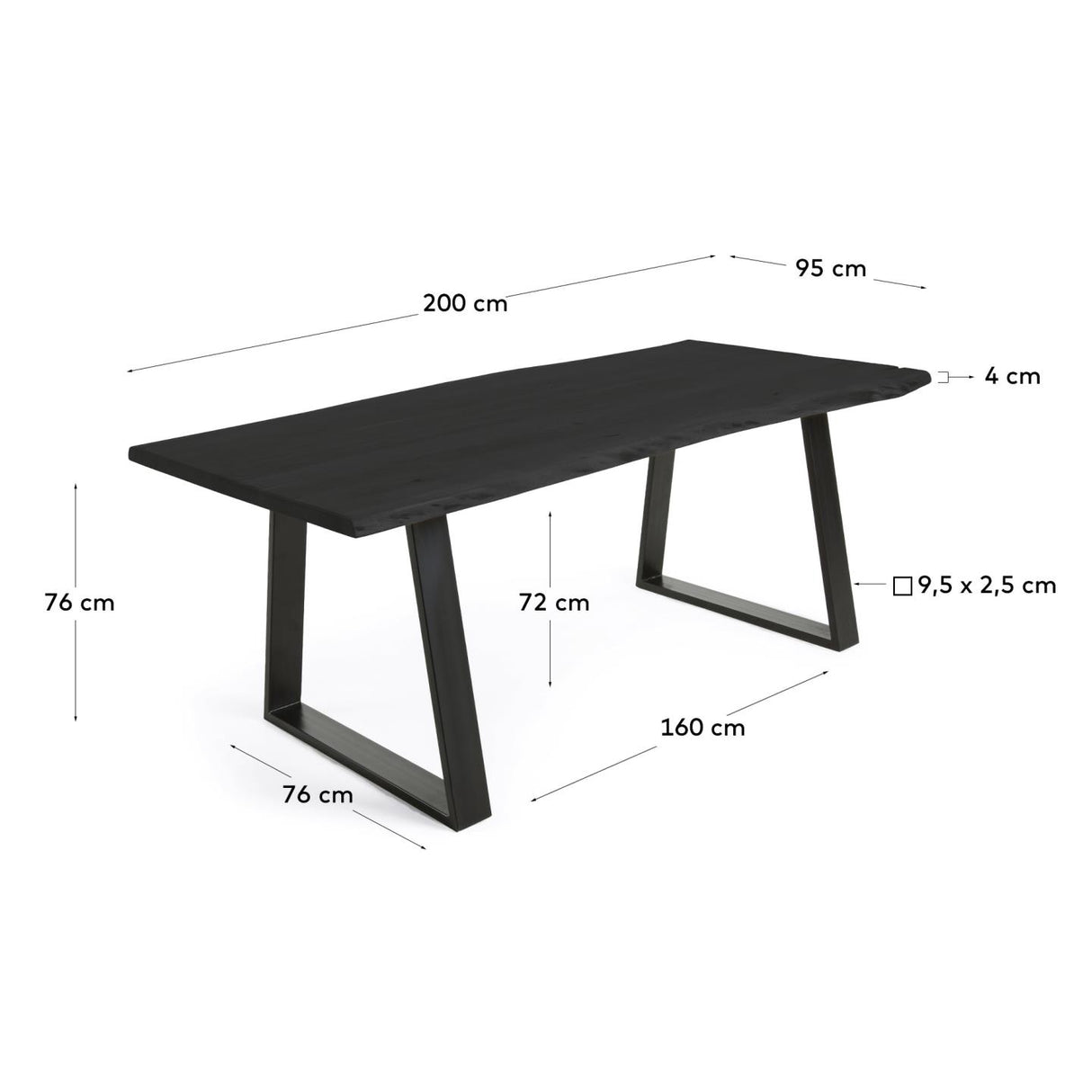 Alaia Tisch Schwarz 200 x 95 cm - ZEN ZONE