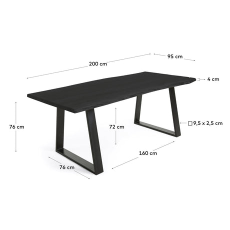 Alaia Tisch Schwarz 200 x 95 cm - ZEN ZONE