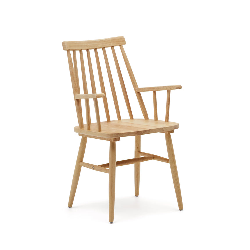 Tressia Stuhl mit Armlehnen DM und massives Kautschukholz lackiert natur - ZEN ZONE Furniture