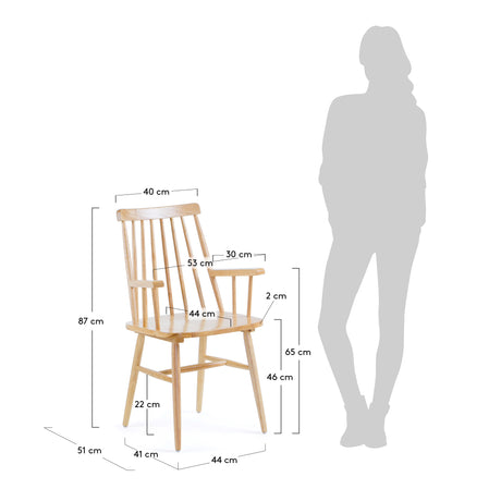Tressia Stuhl mit Armlehnen DM und massives Kautschukholz lackiert natur - ZEN ZONE Furniture