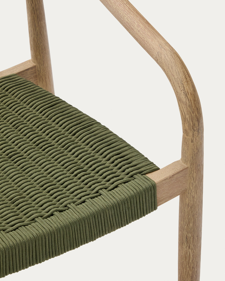 Stapelbarer Stuhl Nina aus massivem Akazienholz und grünem Seil FSC 100% - ZEN ZONE Furniture