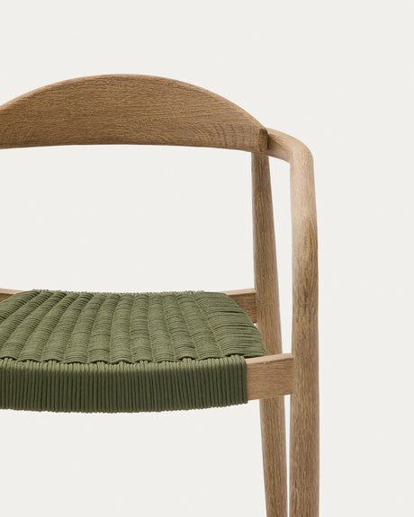 Stapelbarer Stuhl Nina aus massivem Akazienholz und grünem Seil FSC 100% - ZEN ZONE Furniture