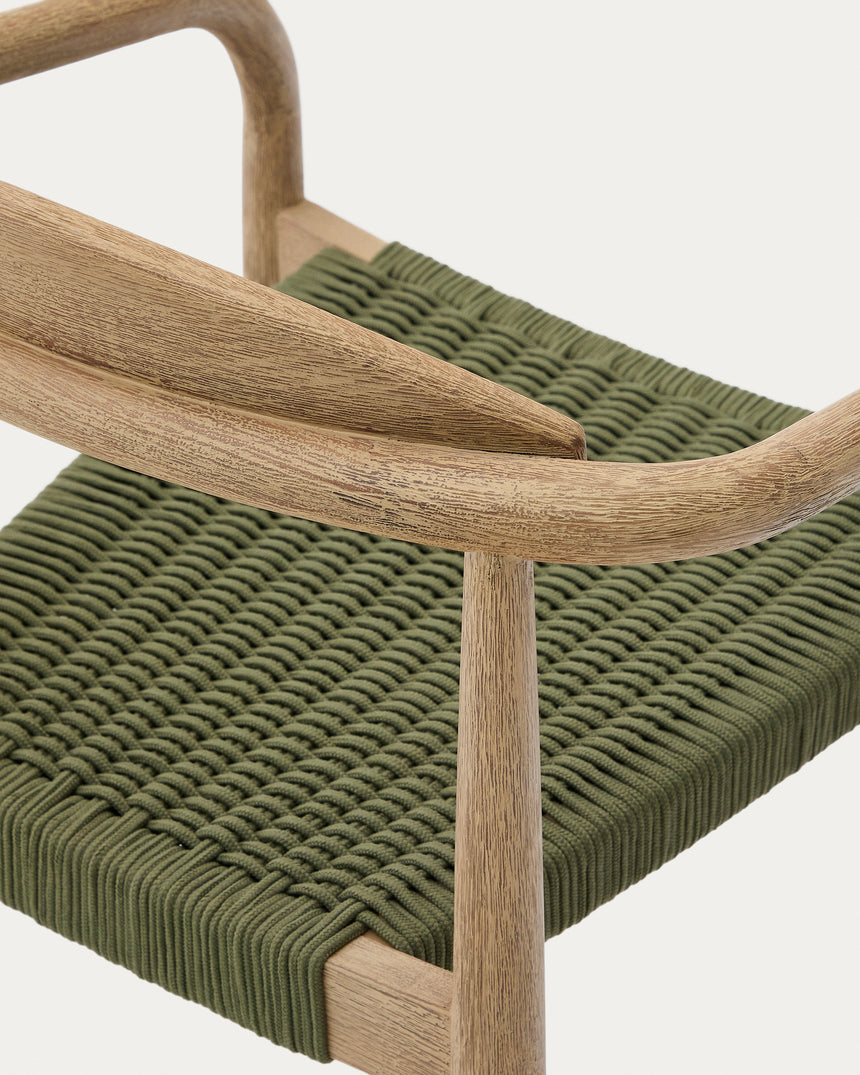 Stapelbarer Stuhl Nina aus massivem Akazienholz und grünem Seil FSC 100% - ZEN ZONE Furniture