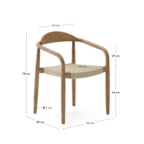 Stapelbarer Stuhl Nina aus massivem Akazienholz und écrufarbenem Seil FSC 100% - ZEN ZONE Furniture