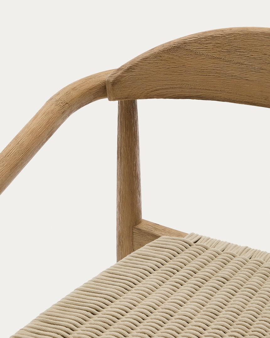 Stapelbarer Stuhl Nina aus massivem Akazienholz und écrufarbenem Seil FSC 100% - ZEN ZONE Furniture