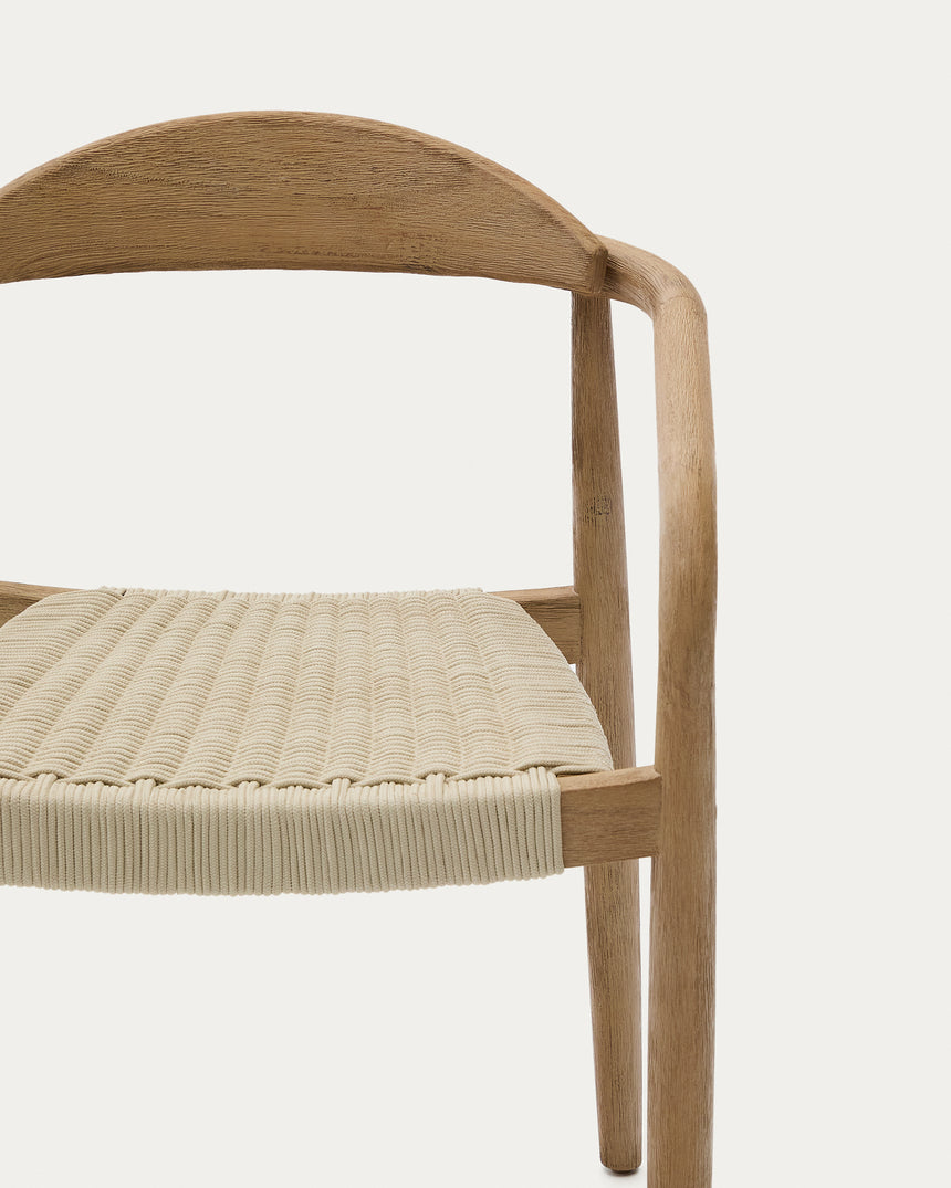 Stapelbarer Stuhl Nina aus massivem Akazienholz und écrufarbenem Seil FSC 100% - ZEN ZONE Furniture