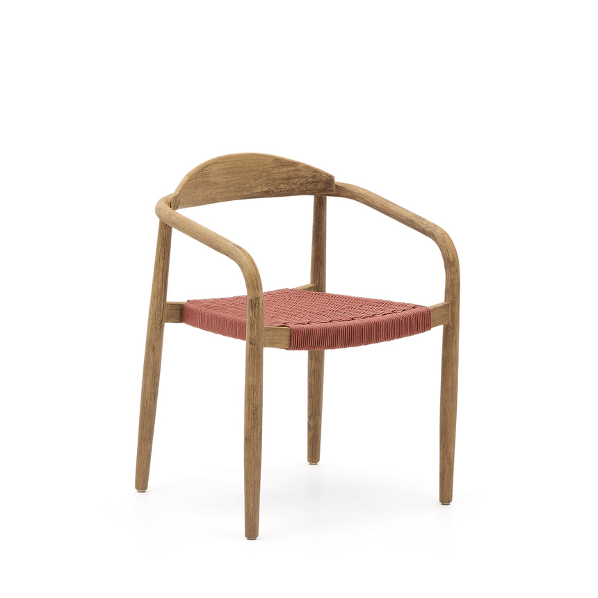 Nina stapelbarer In/Outdoor Stuhl aus massivem Akazienholz und Seil in der Farbe Terrakotta - ZEN ZONE Furniture