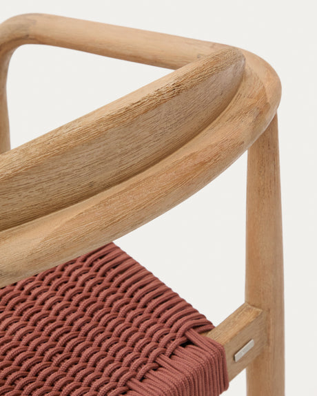 Nina stapelbarer In/Outdoor Stuhl aus massivem Akazienholz und Seil in der Farbe Terrakotta - ZEN ZONE Furniture