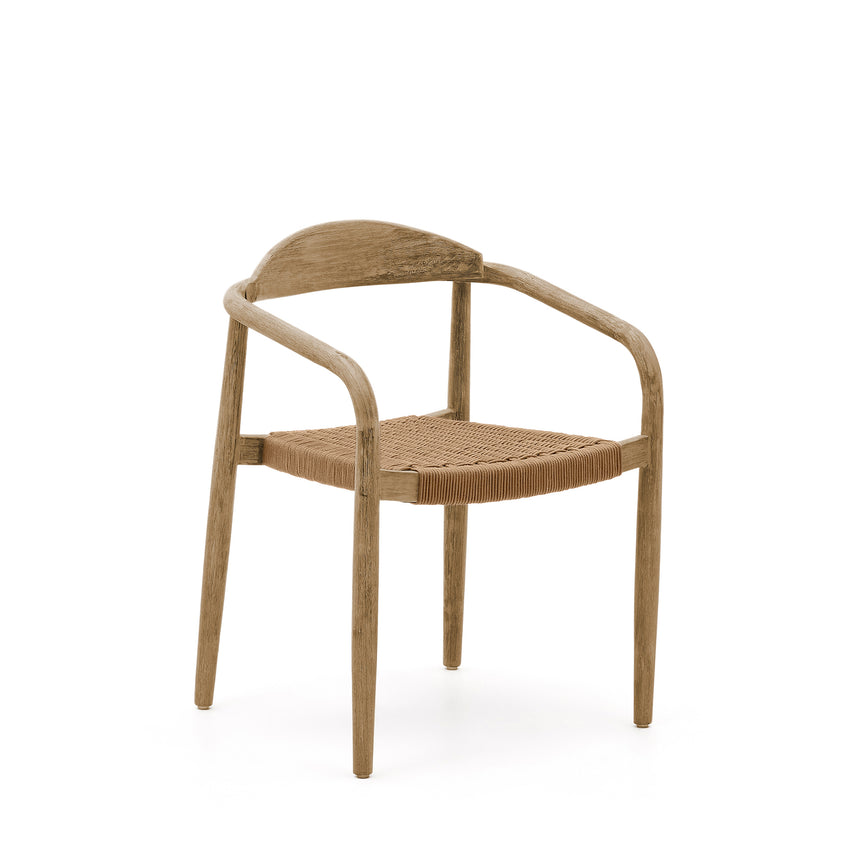 Nina stapelbarer In/Outdoor-Stuhl aus massivem Akazienholz und Seil in Beige FSC 100% - ZEN ZONE Furniture