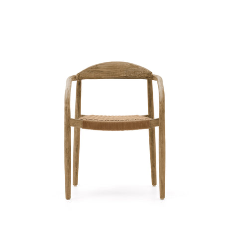 Nina stapelbarer In/Outdoor-Stuhl aus massivem Akazienholz und Seil in Beige FSC 100% - ZEN ZONE Furniture