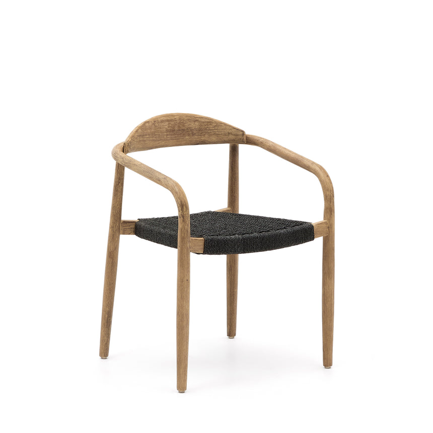 Nina stapelbarer Stuhl aus massivem Akazienholz und Seil in Schwarz - ZEN ZONE Furniture