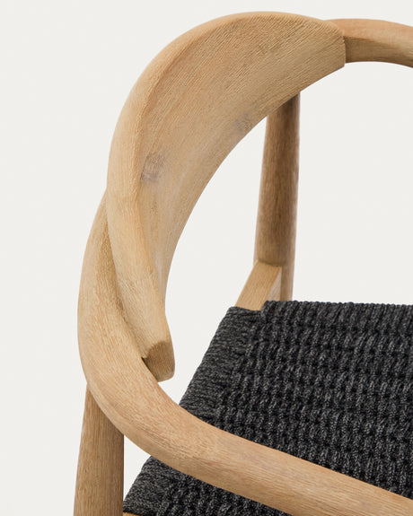 Nina stapelbarer Stuhl aus massivem Akazienholz und Seil in Schwarz - ZEN ZONE Furniture
