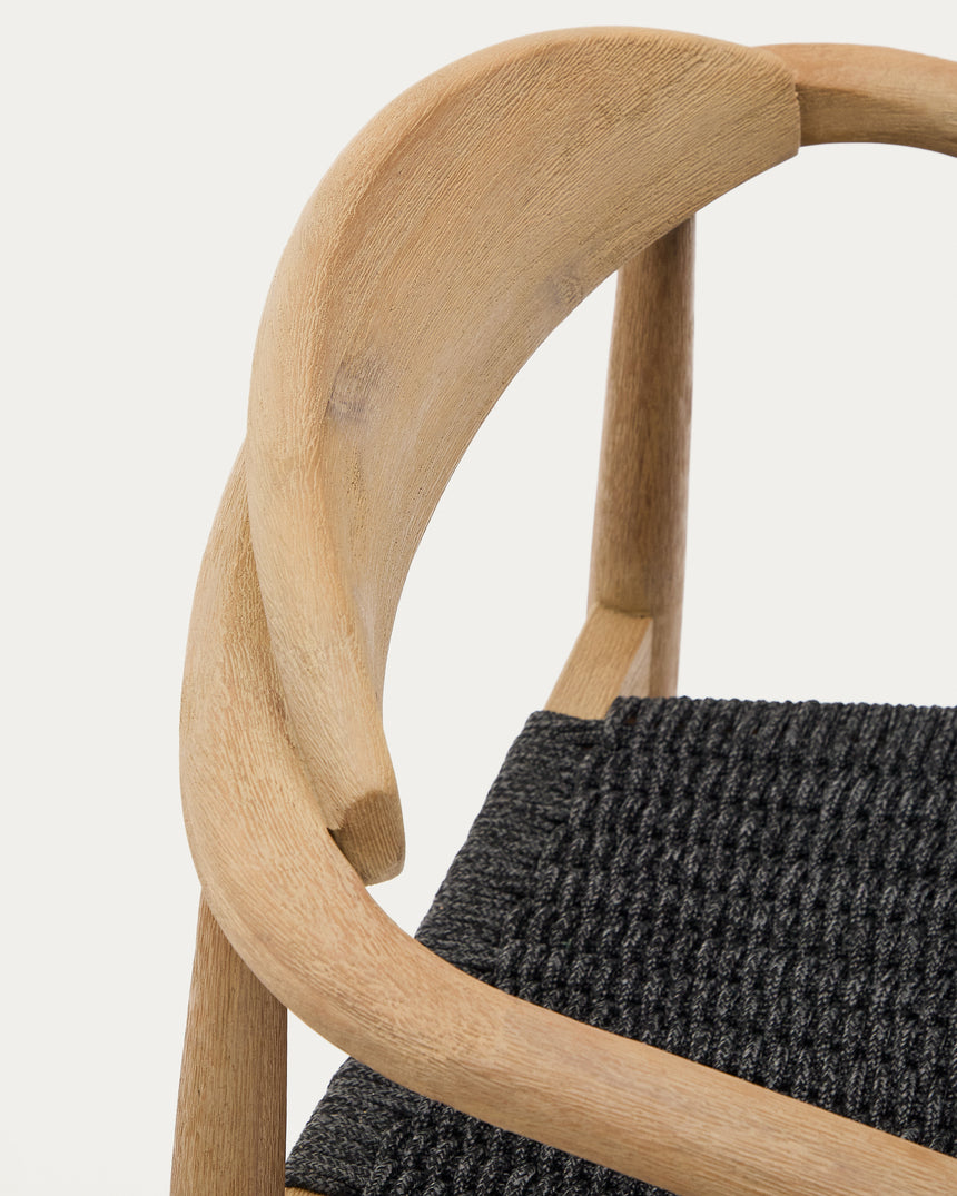 Nina stapelbarer Stuhl aus massivem Akazienholz und Seil in Schwarz - ZEN ZONE Furniture