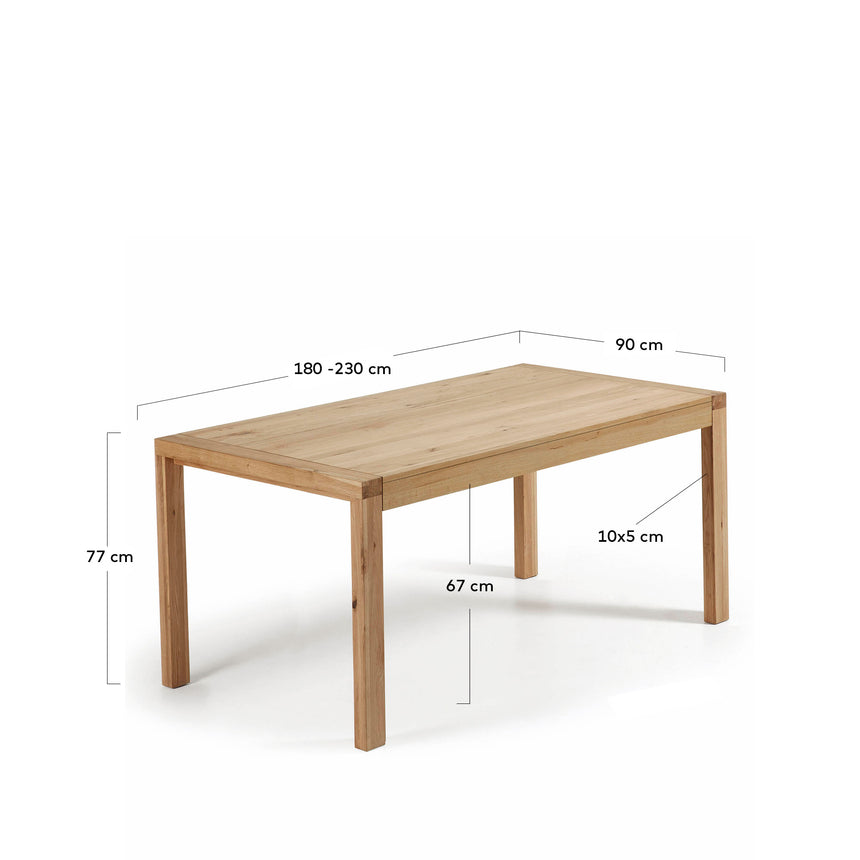 Briva Ausziehtisch aus Eichenfurnier mit natürlichem Finish 180 (230) x 90 cm - ZEN ZONE Furniture