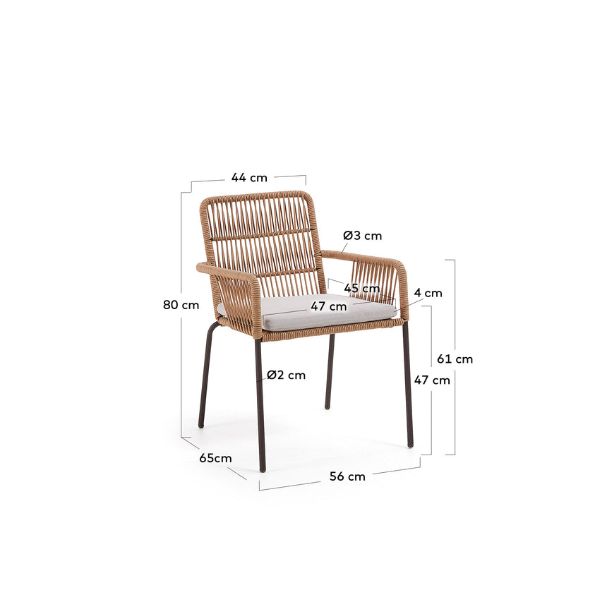 Samanta stapelbarer Seilstuhl Beige und Beine aus verzinktem Stahl - ZEN ZONE Furniture