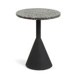 Delano Beistelltisch aus Terrazzo in Schwarz und Stahlbeine in Schwarz Ø 40 cm - ZEN ZONE