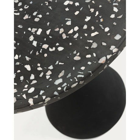 Delano Beistelltisch aus Terrazzo in Schwarz und Stahlbeine in Schwarz Ø 40 cm - ZEN ZONE