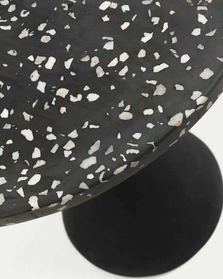 Delano Beistelltisch aus Terrazzo in Schwarz und Stahlbeine in Schwarz Ø 40 cm - ZEN ZONE Furniture