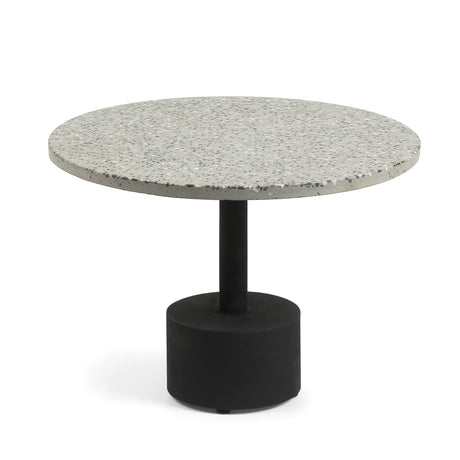 Delano Beistelltisch aus Terrazzo in Grau und Stahlbeine in Schwarz Ø 55 cm - ZEN ZONE