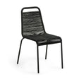Lambton stapelbarer Stuhl aus schwarzem Seil und Stahl mit schwarzem Finish - ZEN ZONE Furniture